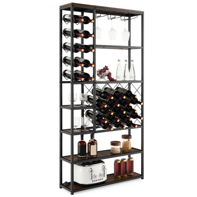 Mensola per Vino da Parete, Scaffale da Parete per Vino con Ripiani, P