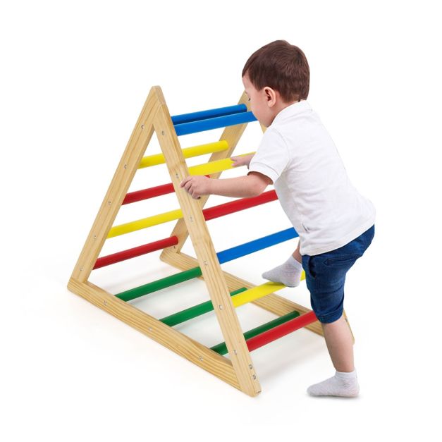 Scala triangolare di legno da arrampicata per bambini 3-7 anni, Scala  triangolare educativa per camera Colorato - Costway