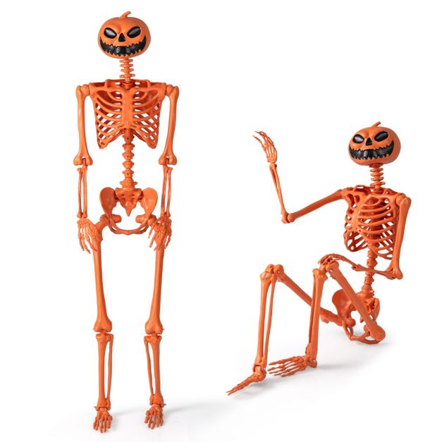 Salto Di Scheletro Di Halloween Con Il Ballo Su Fondo Isolato
