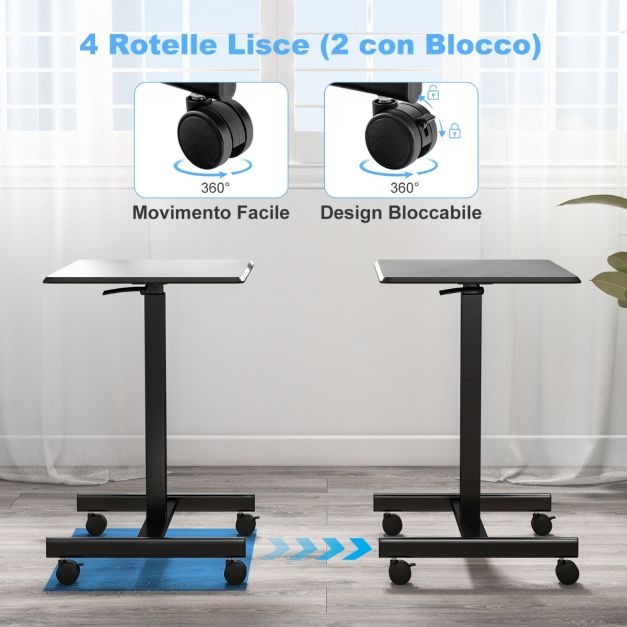 PUNCIA Tavolino da Laptop Scrivania per Computer 68x40 CM Regolabile in Altezza 70-102cm Tavolo da Letto con Ruote Tavolino Porte PC Porta Computer da Scrivania per Ufficio e Casa (Bianco