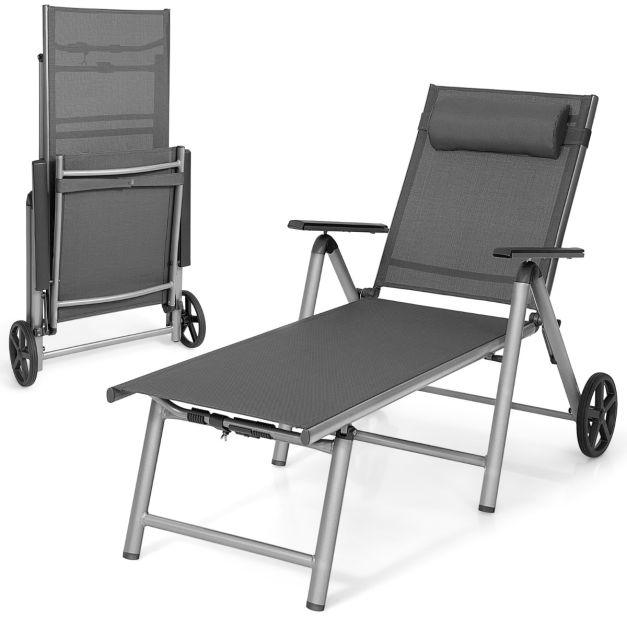 Sedia a sdraio da esterno in alluminio con schienale regolabile in