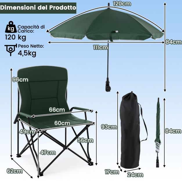 Portal Sedia Da Campeggio Pieghevole – Stabile, Leggera E Comoda Per Pesca, Giardino E Outdoor