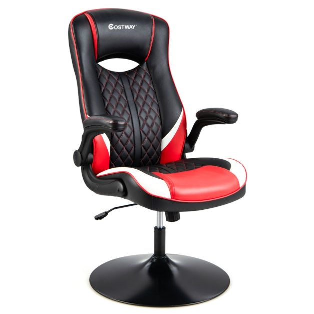 Sedia da gaming ergonomica con schienale alto braccioli ribaltabili, Sedia  da scrivania reclinabile Rosso