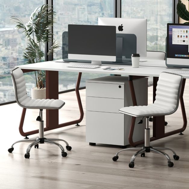 Sedia da ufficio girevole ergonomica regolabile - Sedia comoda in tessuto di poliestere - Grigio | Leroy Merlin