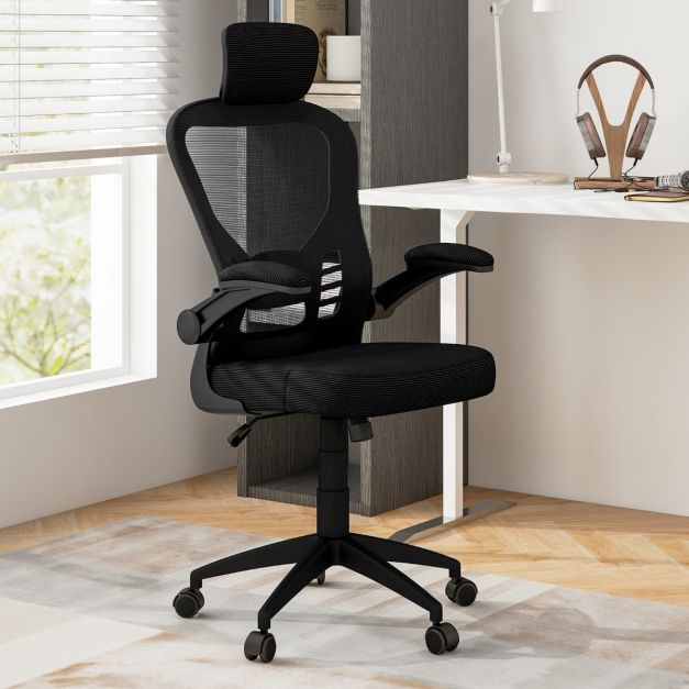 Sedia Ufficio Ergonomica In Pelle, Grande E Alta, Schienale Reclinabile Fino A 115°, Braccioli Ribaltabili, Portata 150 Kg