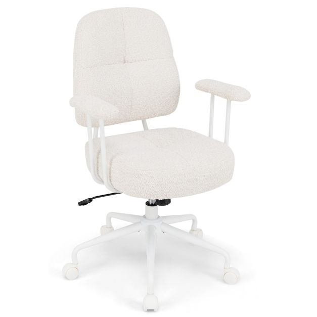 ERGOSEAT Sedia Da Ufficio Moderna Bianca, Con Braccioli, Ruote Silenziose, Altezza Regolabile 73-86 Cm, Fino A 120 Kg - 2