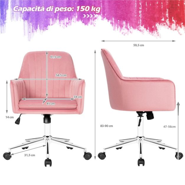 FurnitureR Sedia da ufficio a casa, seduta per computer moderna e