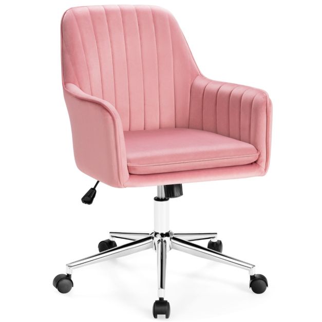 COSTWAY Sedia Da Ufficio A Casa, Sedia Scrivania Con Schiena Doppiamente Riempita Seduta Sedia Girevole E Regolabile Base Metallica A Crociera Portata 150 Kg Per Salotto Studio Ufficio 84780600