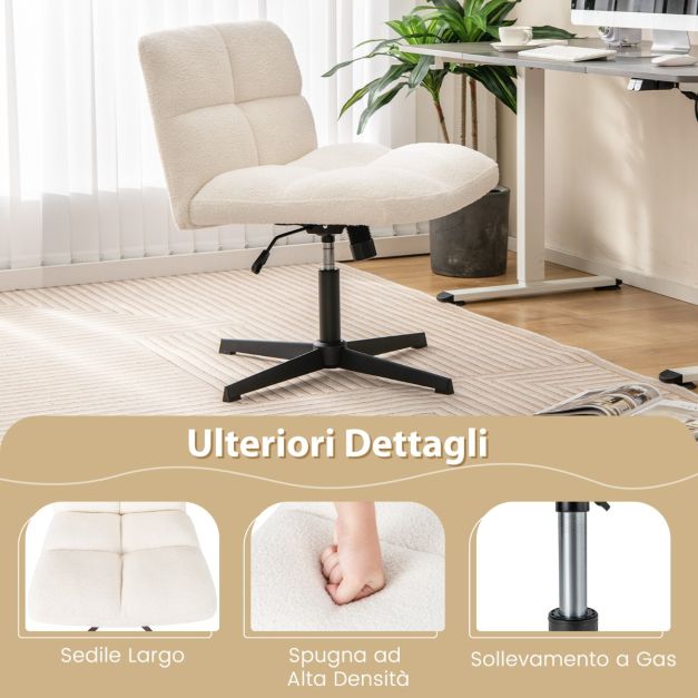 Sedia da ufficio ergonomica Flieks, sedia da trucco girevole, sedia da trucco senza
