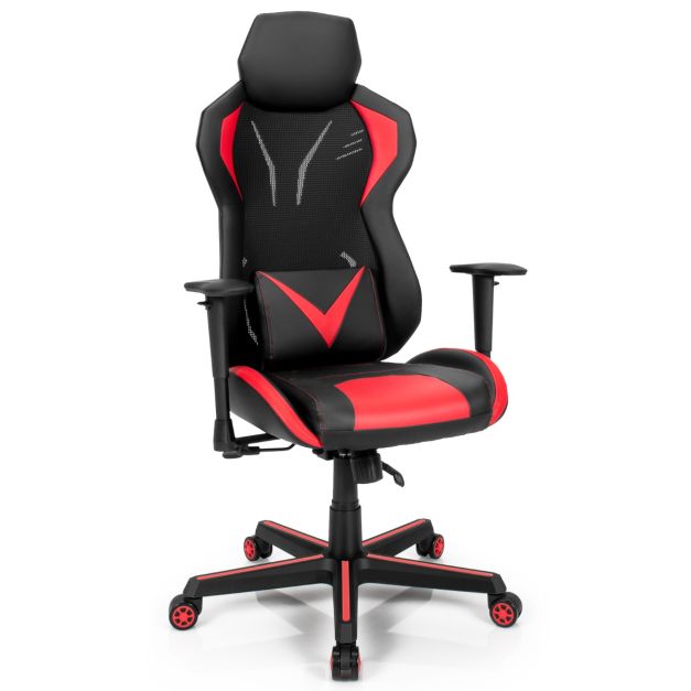 Costway Sedia Da Gaming Con Altezza E Angolo Di Inclinazione Regolabile Rotelle Girevoli Poltrona Ergonomica