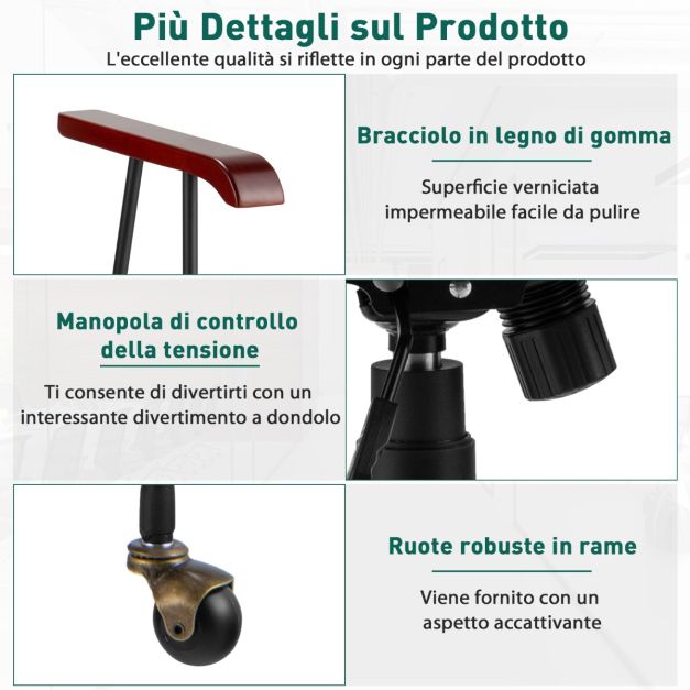 COSTWAY Sedia Ufficio In Velluto Verde - Girevole, Altezza Regolabile, Braccioli In Legno, Carico 150 Kg - 2