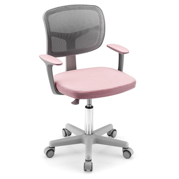 tavolo per studenti Yinleader Set di sedie da scrivania per bambini multifunzione ergonomiche rosa e sedia regolabile in altezza con lampada e supporto per libri 