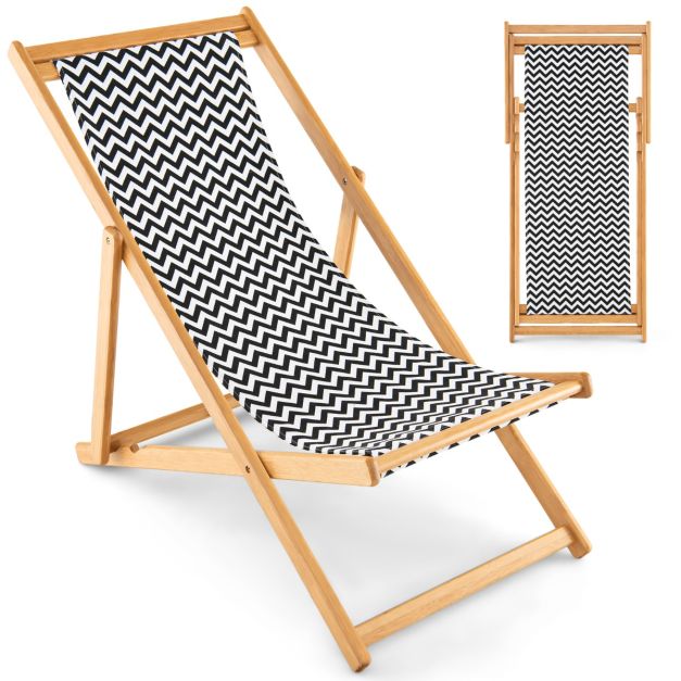 Sedia pieghevole in bambù con schienale regolabile e tela traspirante, Sedia  portatile per cortile Naturale - Costway