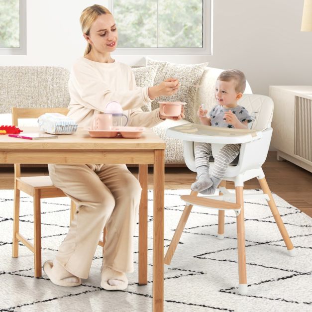 COSTWAY Seggiolone Pappa Pieghevole Per Bambini, Seggiolone Portabile Con Schienale E Altezza Regolabili Con Ruote Per Bambini 6 36 Mesi Grigio 84196973