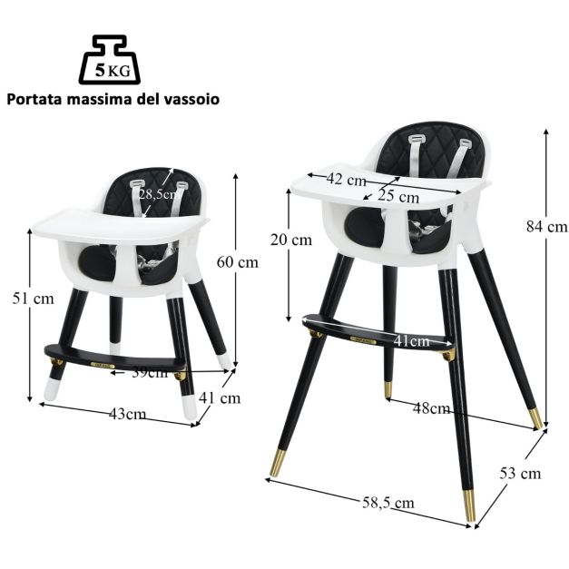 UBRAVOO Seggiolone 3 in 1, seggiolone per bambini, seggiolone