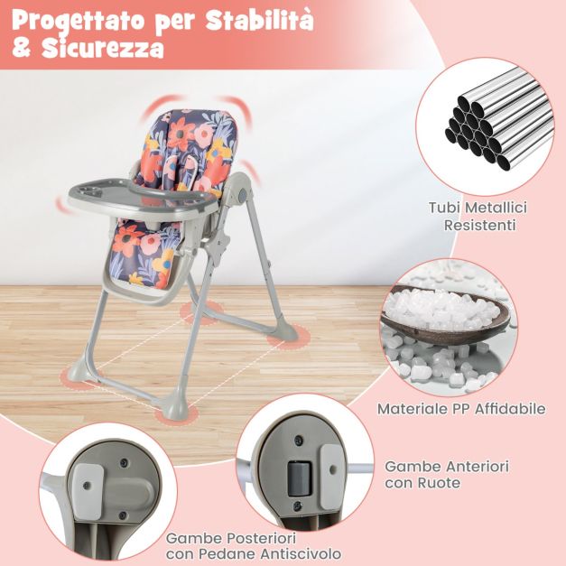 Mash Seggiolone Pieghevole Per Neonati E Bambini - Legno Faggio Salvia Con Cuscino E Vassoio Regolabile
