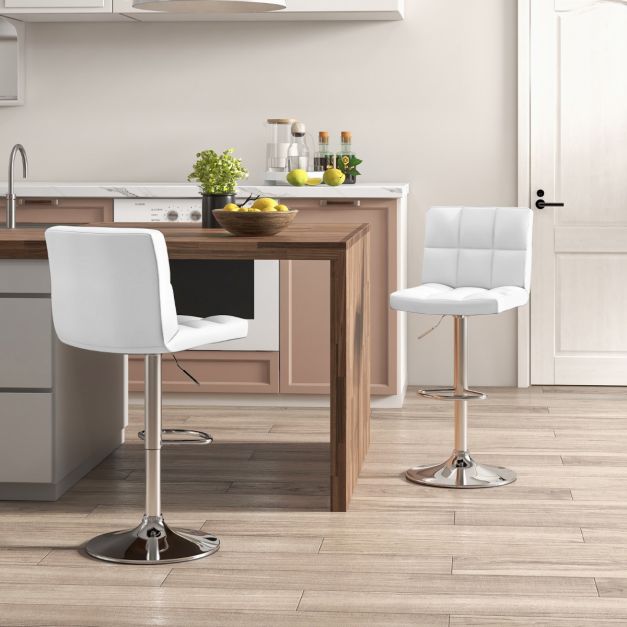 MEUBLE COSY Set di 2 Sgabelli da Bar o Cucina, con Schienale e Poggiapiedi, Imbottiti in Pelle Scamosciata, per Bancone, Sala da Pranzo e Casa