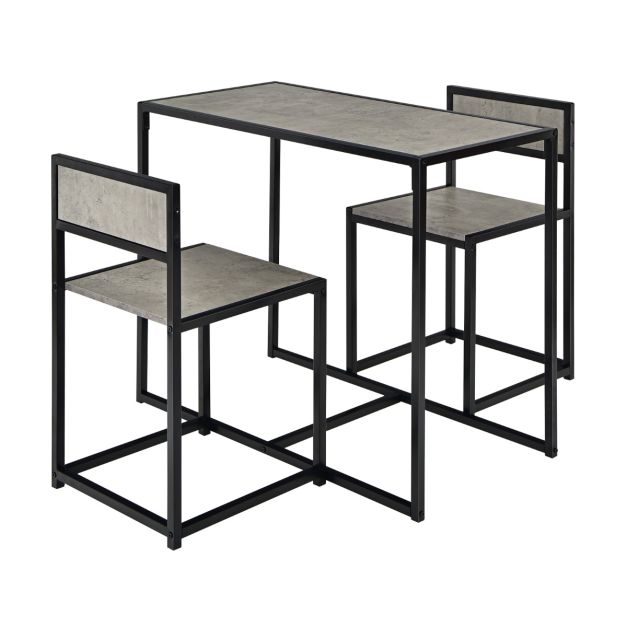 Costway Set di mobili 2 sedie e tavolo da pranzo Set 3 pezzi tavolo e 2 sgabelli da cucina Naturale e nero
