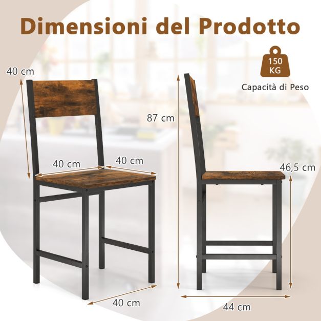 Set di 2 sedie da pranzo Seduta in ecopelle Struttura in legno chiaro e