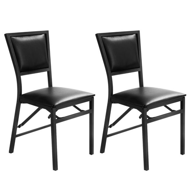 Set di 2 sedie pieghevoli con schienale alto e telaio in metallo