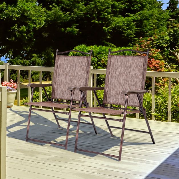 Set Di 2/4 Sedie Pieghevoli Da Giardino Con Braccioli E Struttura In Metallo Sedie Portatili Da Esterno