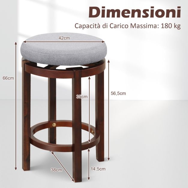 Set Di 2 Sgabelli Da Bar Girevoli Vintage IDEASY - Altezza Regolabile
