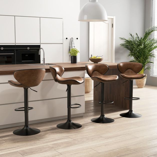 WOLTU Sgabelli cucina, Sgabelli da Bar Set di 2, Sedia da Bar Girevole Regolabile in Altezza, con Schienale Poggiapiedi, in PU, Nero, BH30sz-2