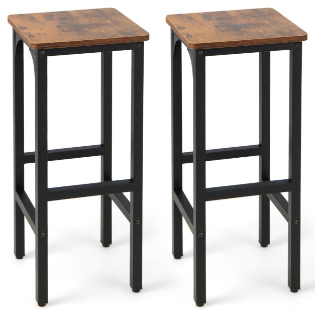 Sgabello Da Bar Pieghevole Con Schienale E Poggiapiedi – Struttura In Metallo, Seduta In Pelle Marrone, Altezza 65 Cm, Portatile Per Cucina E Campeggio