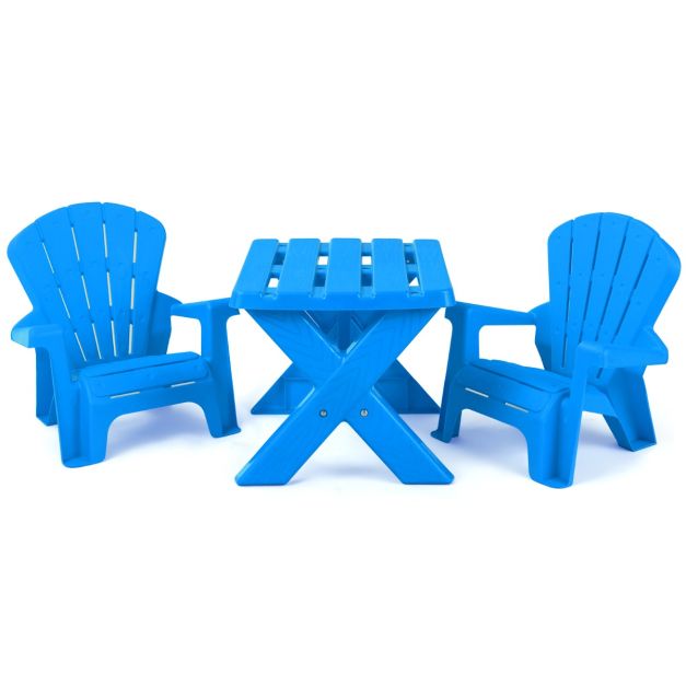 Set tavolino e sedie per bambini in plastica, Tavolino con 2 sedie  adirondack per pausa merenda e relax - Costway