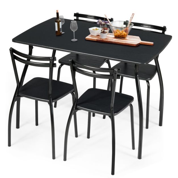 Set tavolo e sedie da cucina con telaio in metallo, Tavolo da