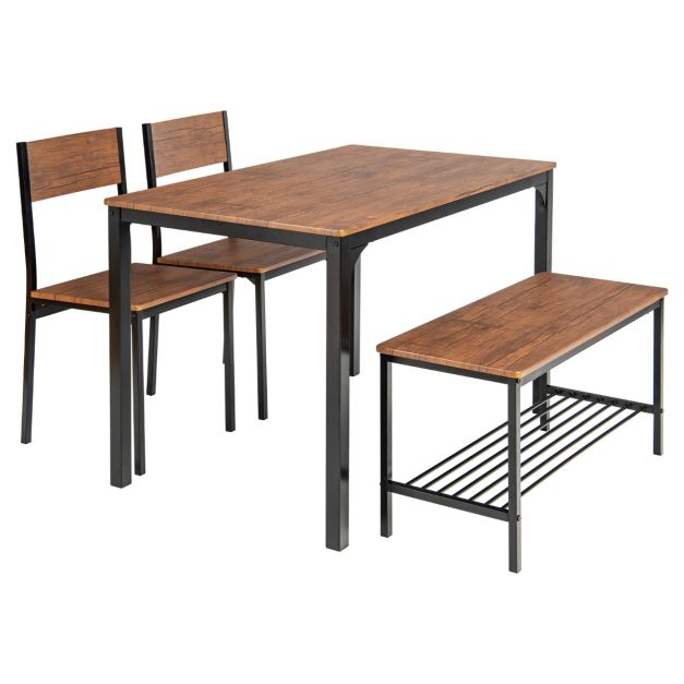 Set tavolo e sedie da cucina 4 pezzi, Tavolo da pranzo con 2 sedie