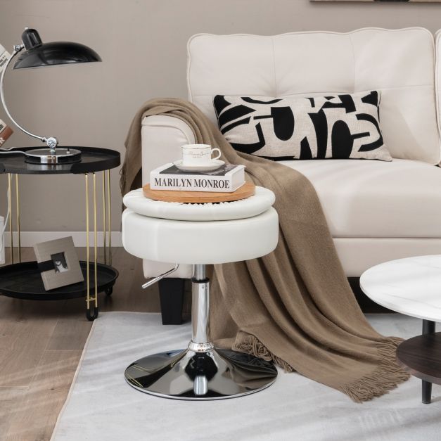 Tavolino da salotto girevole a 360° con 2 ripiani e cassetti, bianco e noce, 60×60×38 cm | Leroy Merlin
