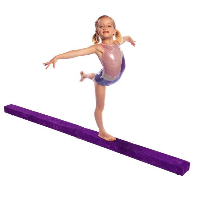 Trave da ginnastica da 2,2 m di trave di equilibrio per ginnastica per principianti di ginnastica pieghevole viola attrezzatura per esercizi sportivi 
