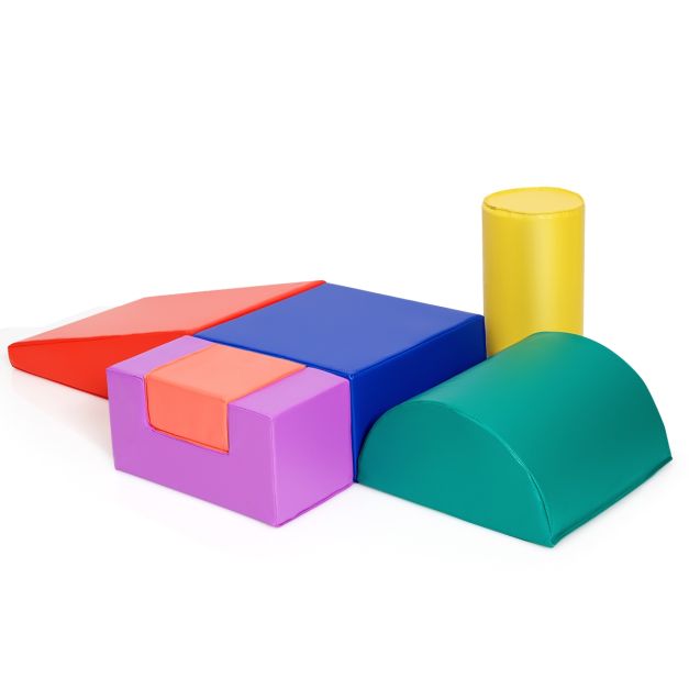 COSTWAY Set Di 4 Blocchi In Schiuma Per Bambini - Tunnel, Scivolo E Gradino - Gioco Morbido Per Interni, Asili E Scuole