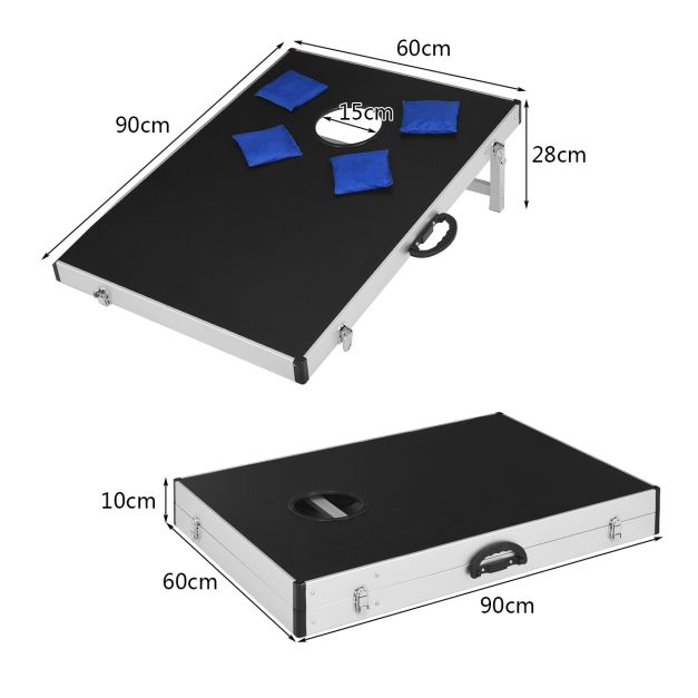 Profi Serie Cornhole - Doppia completa 2 x 90 x 60 cm, con 8 pouf americani 13 kg, 400 g, 15 x 15 cm, borsa da trasporto 13 kg, in vero legno
