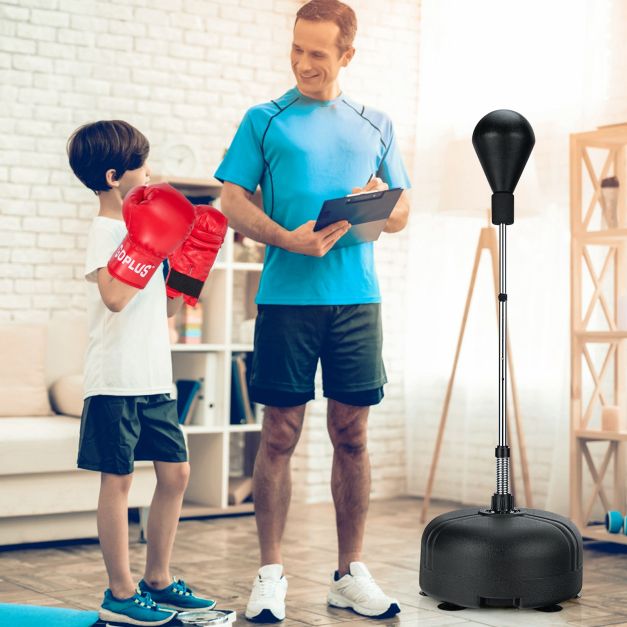 SPORTNOW Sacco da Boxe da Terra con Bersaglio, Sacco da Boxe Autoportante Professionale con Base Riempibile e Ventose, Nero