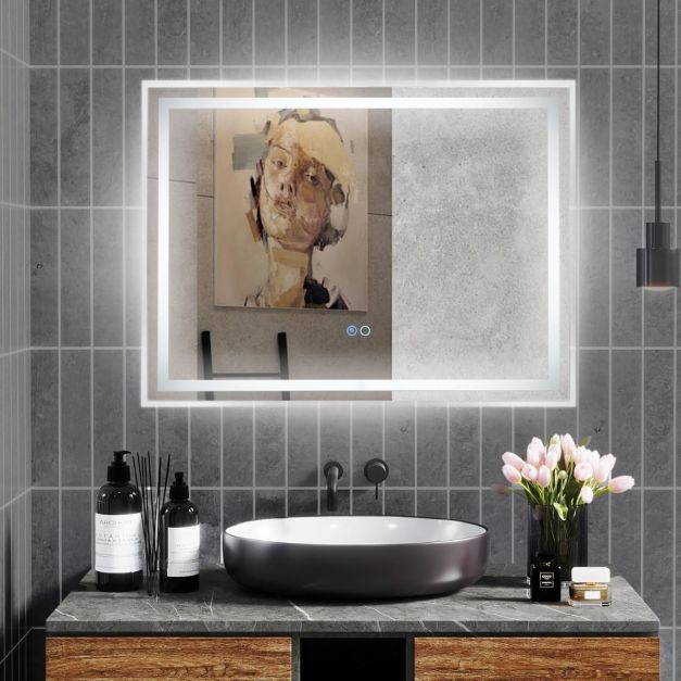 GBLY Specchio Da Bagno Con Illuminazione - Specchio Da Bagno Rotondo A Led Da 50 Cm Montato A Parete Con Interruttore Touch E Specchio Illuminato Ip44 Antiappannamento Dimmerabile 3000k 6500k 84679411