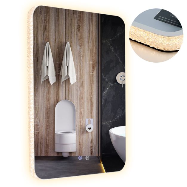 Specchio da bagno con luci LED 3 temperature di colore anti appannamento, Specchio  da parete infrangibile - Costway