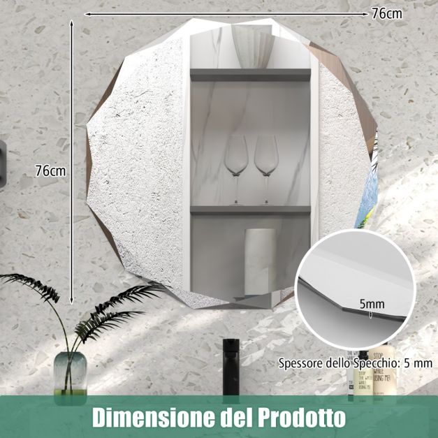 Specchio Da Parete Rettangolare Senza Cornice – 81x61 Cm – Bordo Smussato Argento – Per Bagno, Camera Da Letto, Ingresso – Installazione Facile