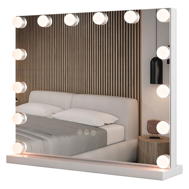 Specchio Da Trucco Illuminato Hollywood Vanity - Luci LED Smart Touch, Regolabile 30,5 Cm - Nero