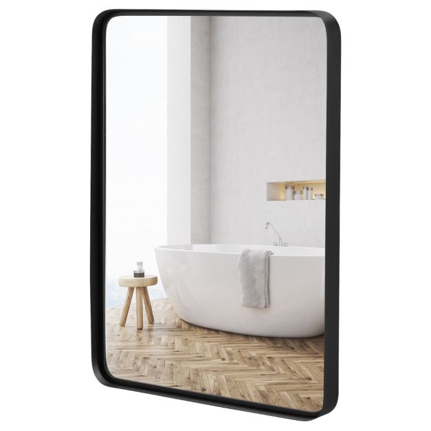 Specchio LED bagno 80x120 cm con cornice satinata installazione reversibile |Enif
