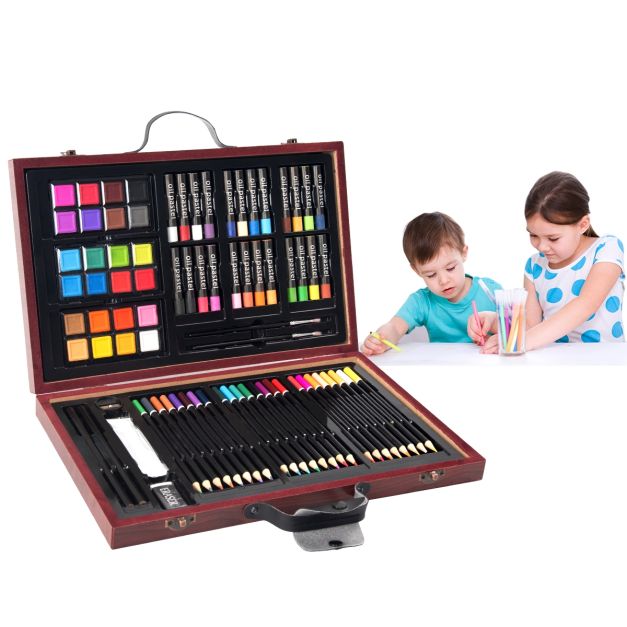80 pezzi Set da pittura di colori Set di disegno per bambini in scatola -  Costway