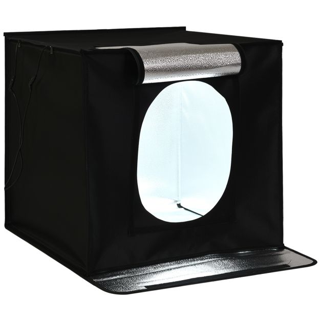 Studio fotografico portatile con 2 pannelli luminosi Set di accessori per  fotografia 60x60x60cm Nero - Costway
