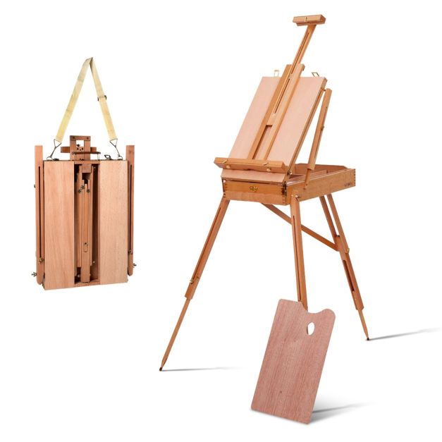 in legno di faggio per artisti Cavalletto da studio con telaio a H 152,4-190,5 cm regolabile può contenere tele fino a 89 cm Meeden con cassetto studenti e adulti 