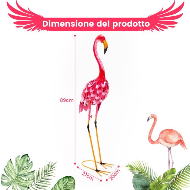 25cm Statue de jardin fenicottero solaire,Decorazione fenicottero rosa