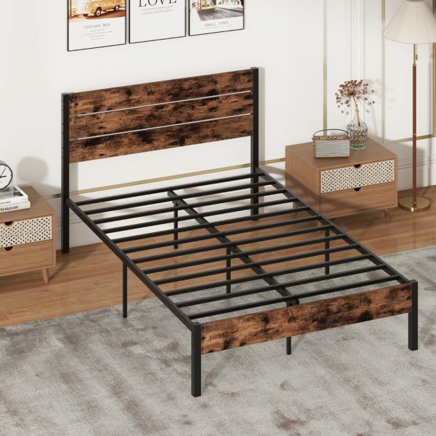 Telaio Letto Matrimoniale In Metallo Nero Con Contenitore - Piattaforma Alta 50 Cm, Doghe In Acciaio Robuste, Silenzioso, Facile Montaggio, Senza Rete A Molle