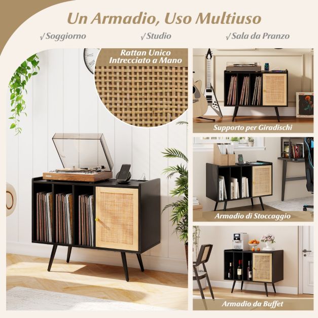 Bikoney Supporto Giradischi in Vinile con Supporto per Giradischi in