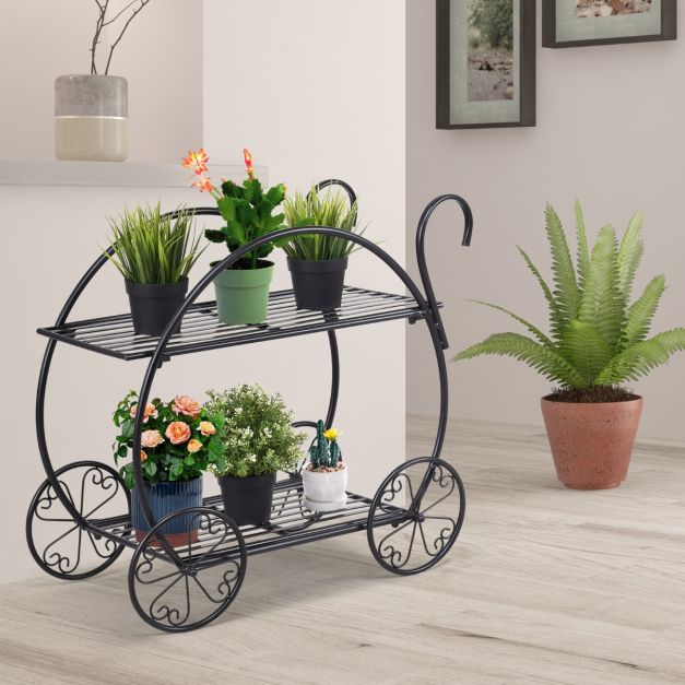 Outsunny Supporto per piante in metallo a 3 livelli, moderno
