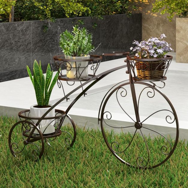 Supporto per Piante nel Legno Vaso di Fiori Sgabello Alto Balcone