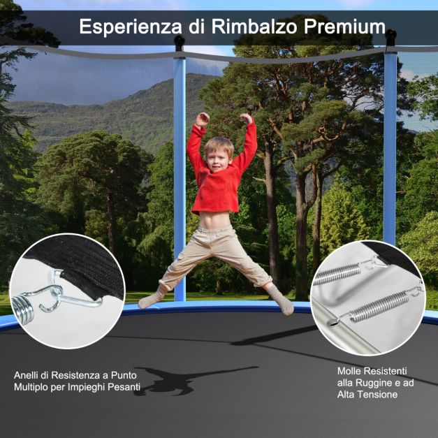 Trampolino 250 Tappeto Elastico con Rete di Sicurezza